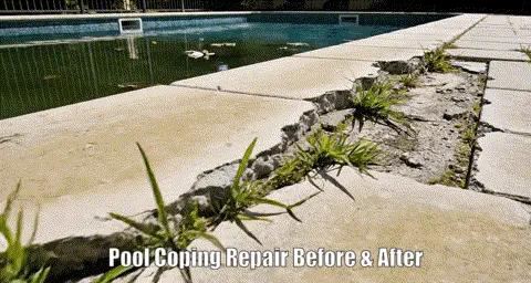 Pool coping before after