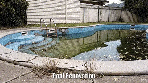 Pool renovations before and after with text
